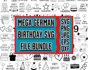 Geburtstags-Plotterdatei-Svg-Bundle, Deutsche Geburtstags-Sprüche, Deutsches Blatt-Svg, Geburtstags-Svg, Geburtstags-Angebote, Geburtstags-Shirt-Svg für Cricut