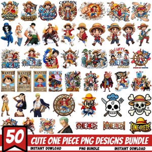 One Piece Png Bundle, Anime Pirate Designs, One Piece Layered Cut, One Piece Clipart, Anime Pirate Designs, Cut Files For Cricut, Silhouette