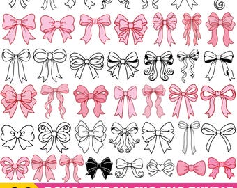 60 Boho Ribbon SVG Bundle: Kokette, Haarschleife und Fliege Designs. Enthält handgezeichnete Schleifencliparts in den Formaten SVG, PNG und Cricut-ready