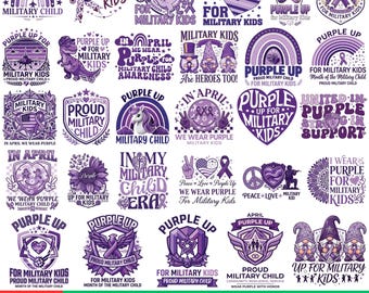 Military Child Designs Bundle,  Military Children Svg Png, Purple Up Military Child Design, Month of the Military Child Png, Military Png