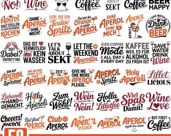 Plotterdatei für deutsche Getränke, Aperol für Cricut, Kaffee für Cricut, Wein Sprüche, für Cricut, für Cricut und so weiter