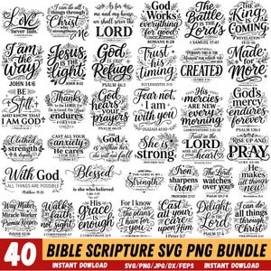 Bibelns skriftställe Svg Png-paket, minimalistisk kristen citat Svg, religiösa citat, Jesus Svg, bibeltryck, klippfiler Cricut DXF, bibelvers Png