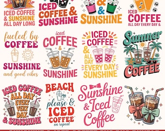 Sonnenschein & Eiskaffee SVG, Sommer Strand Png, Eiskaffee SVG, Sarkastischer Kaffee Png, Sommer Vibes SVG, Kaffee Liebhaber Geschenk, Schnitt für Cricut
