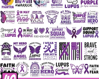 Lupus Awareness Svg Png Design, Lupus Warrior Svg, Purple Ribbon SVG, In May We Wear Purple Svg, Nobody Fights Alone svg, Messy Ribbon Png