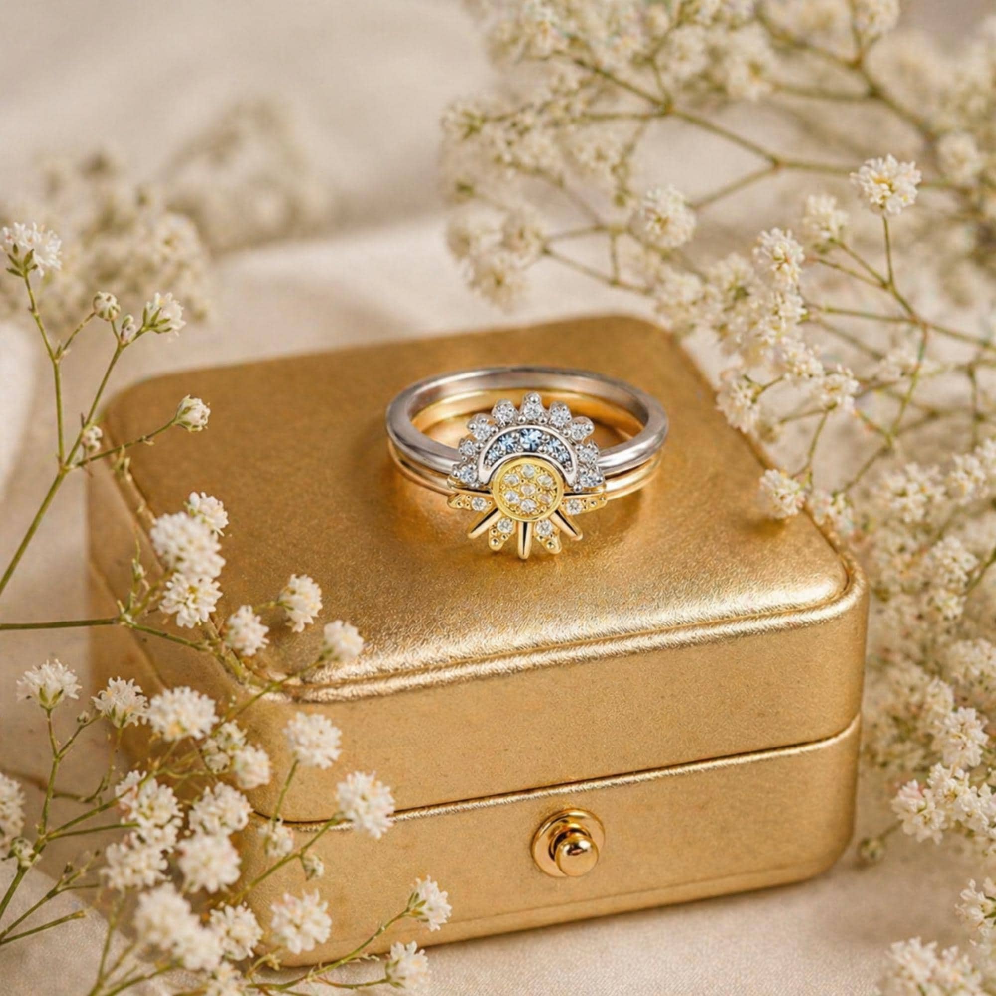 Pandora sun and moon ring set - Etsy 日本