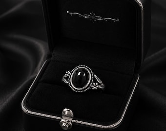 Silver Obsidian Ring,Knot Celtic Black Celestial Ring,Spiritual  Gothic Celtic Witchy Jewelry,Witchy rings,Gift for her,Gift for yourself