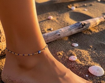 Evil Eye Anklet,Gold Anklet, Celestial Spiritual Protection Evil Eye Jewelry,Gift for yourself,Gift for her,Beach Boho Jewelry