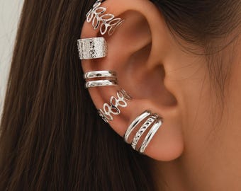 Silver Gold Ear Cuff,Non pierced Leaf Cartilage Earring,Gift for her,Birthday Gift,Trendy Earring Cuff,Minimalist Dainty Elegant Jewelry
