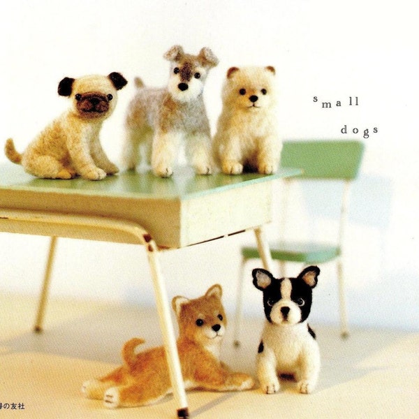 Wool Felt Dogs, Kawaii PDF Patterns, Japanese Ebook, Free Shipping No. 10