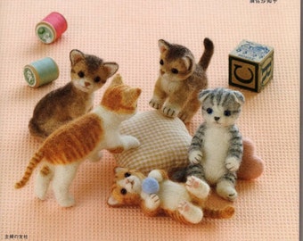 Needle Felt Cute Cats PDF Patterns, Kawaii Ebook, Japanese Book, Free Shipping No. 11