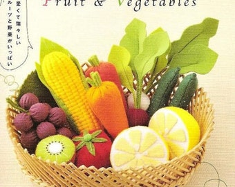 Vilt fruit en groenten patroon, Japanse PDF Kawaii Ebook, naai viltpatronen, gratis verzending nr.57