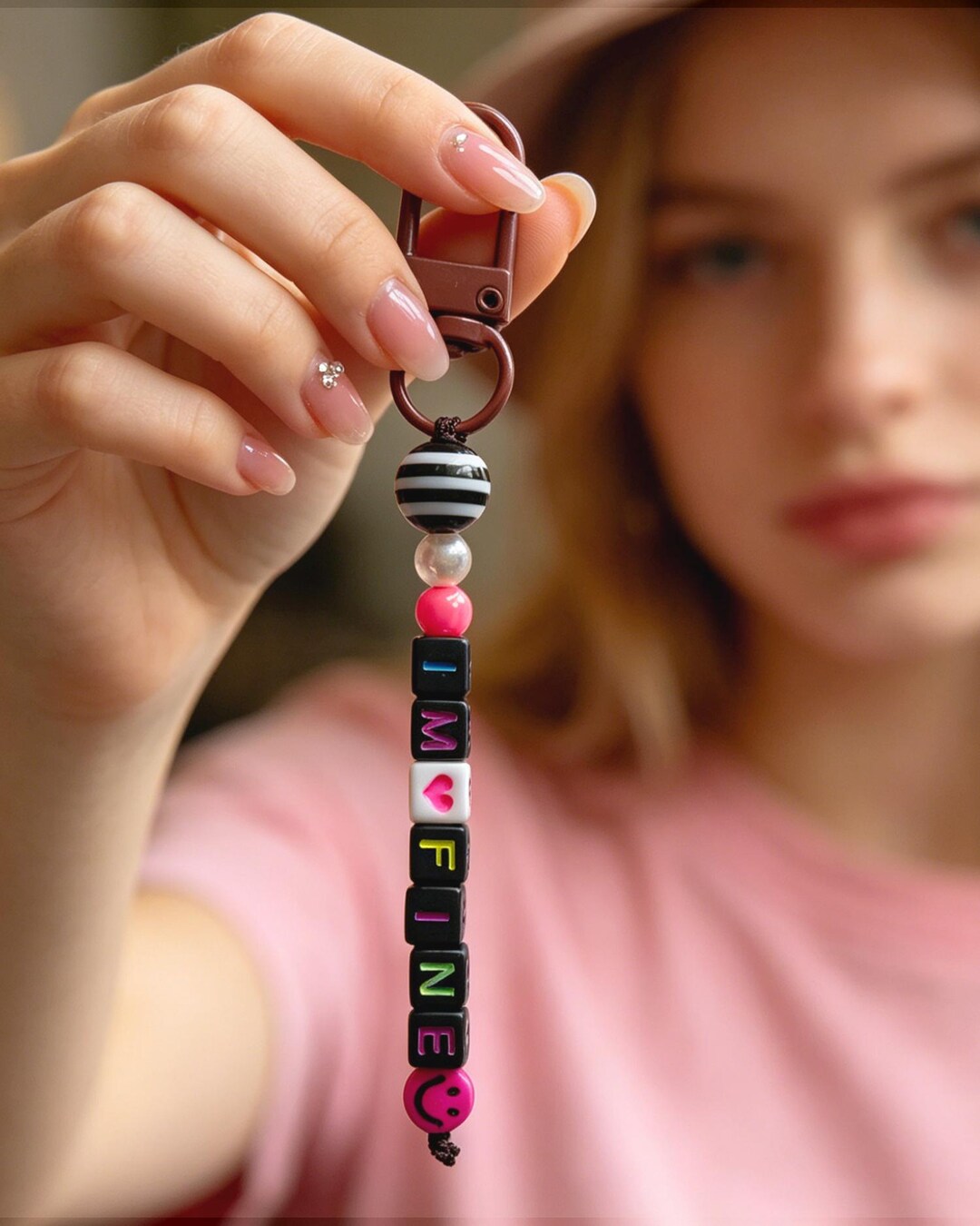 Personalized Mood Keychain With Custom Words, Beaded Gen Z Attitude Bag ...
