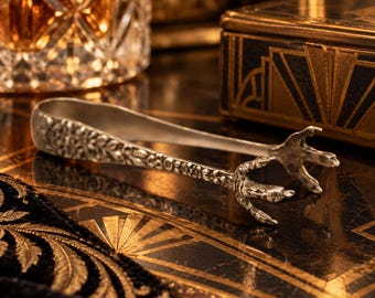 Pinzas para azúcar antiguas de plata esterlina S. Kirk & Son con forma de garra, 925/1000, repujadas, 8,25 cm (3,25"), 18,59 g (18,59 g)