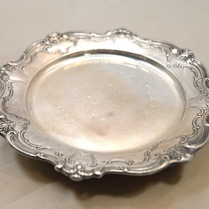 Vintage Gorham Sterling Silver Presentation Dish 1955 KDH Alumni President Award Tray Ornate Sterling Silver Bon Bon Dish - Jewelry Dish