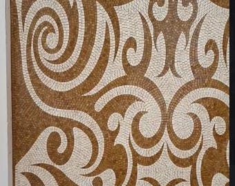 Abstrakcyjna mozaika ścienna z marmuru | Nowoczesny panel z mozaiki kamiennej | Geometryczny wzór dekoracyjny | Ściana dekoracyjna na wymiar