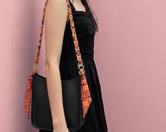Foulard en soie tressée avec breloques pour sac à main style français pour poignée de sac à main 115 cm 45 pouces