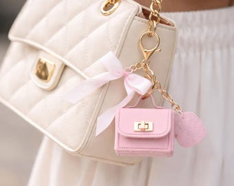 Mini étui pour écouteurs avec noeud, porte-clés de sac à main