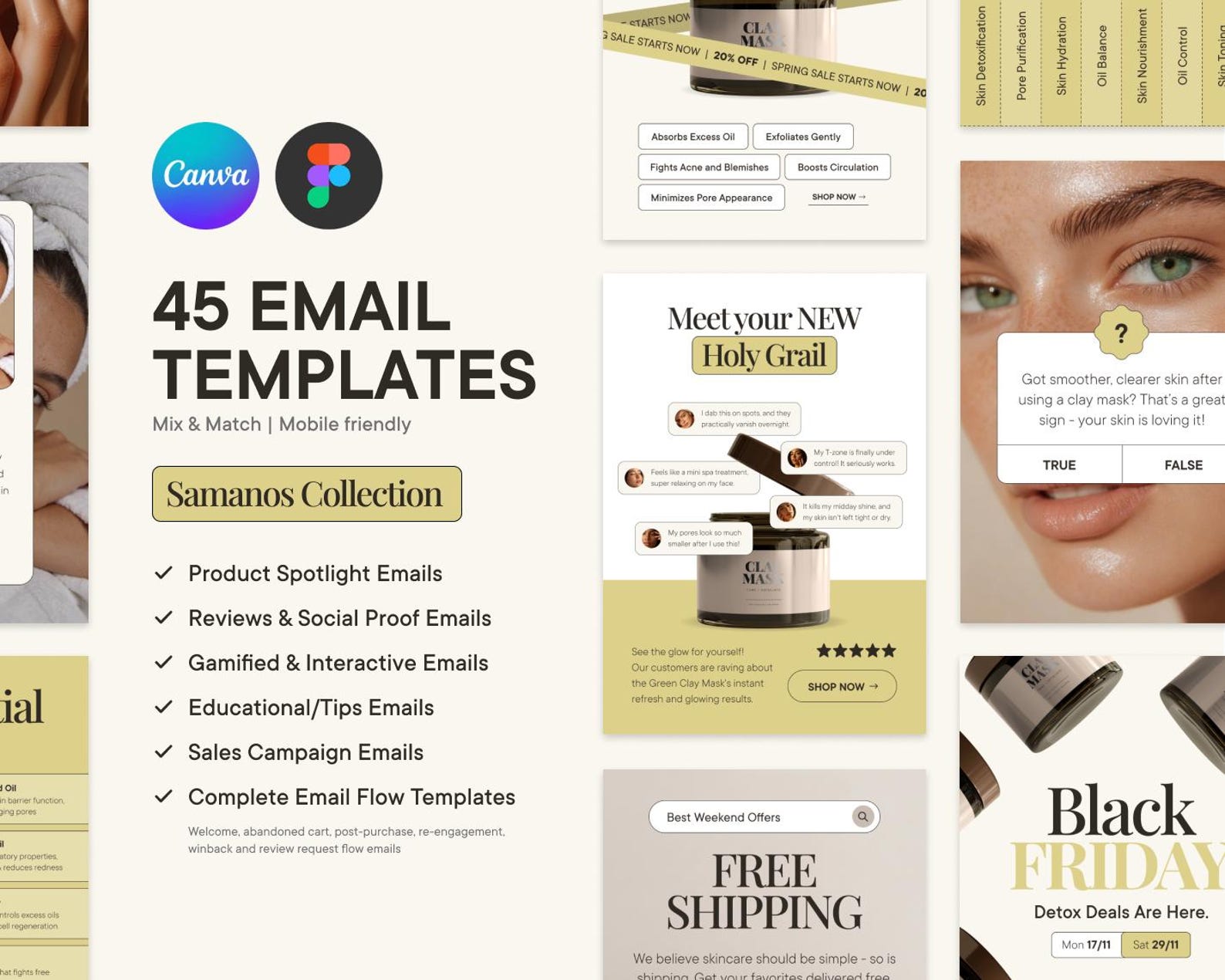 Newsletter Examples Figma Beauty Editable Email Templates Canva & Figma | Skincare Newsletters ...