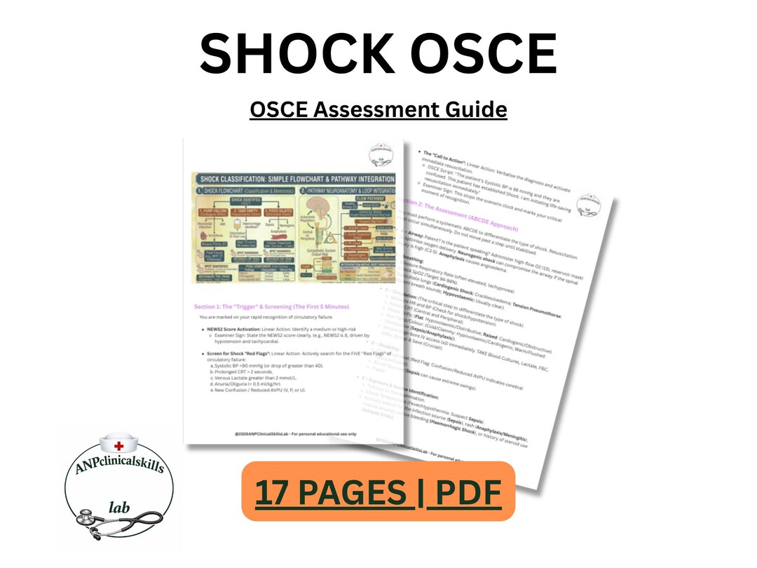 Osce Card Shock OSCE Assessment Guide PDF | Nursing Notes | Clinical Skills ...