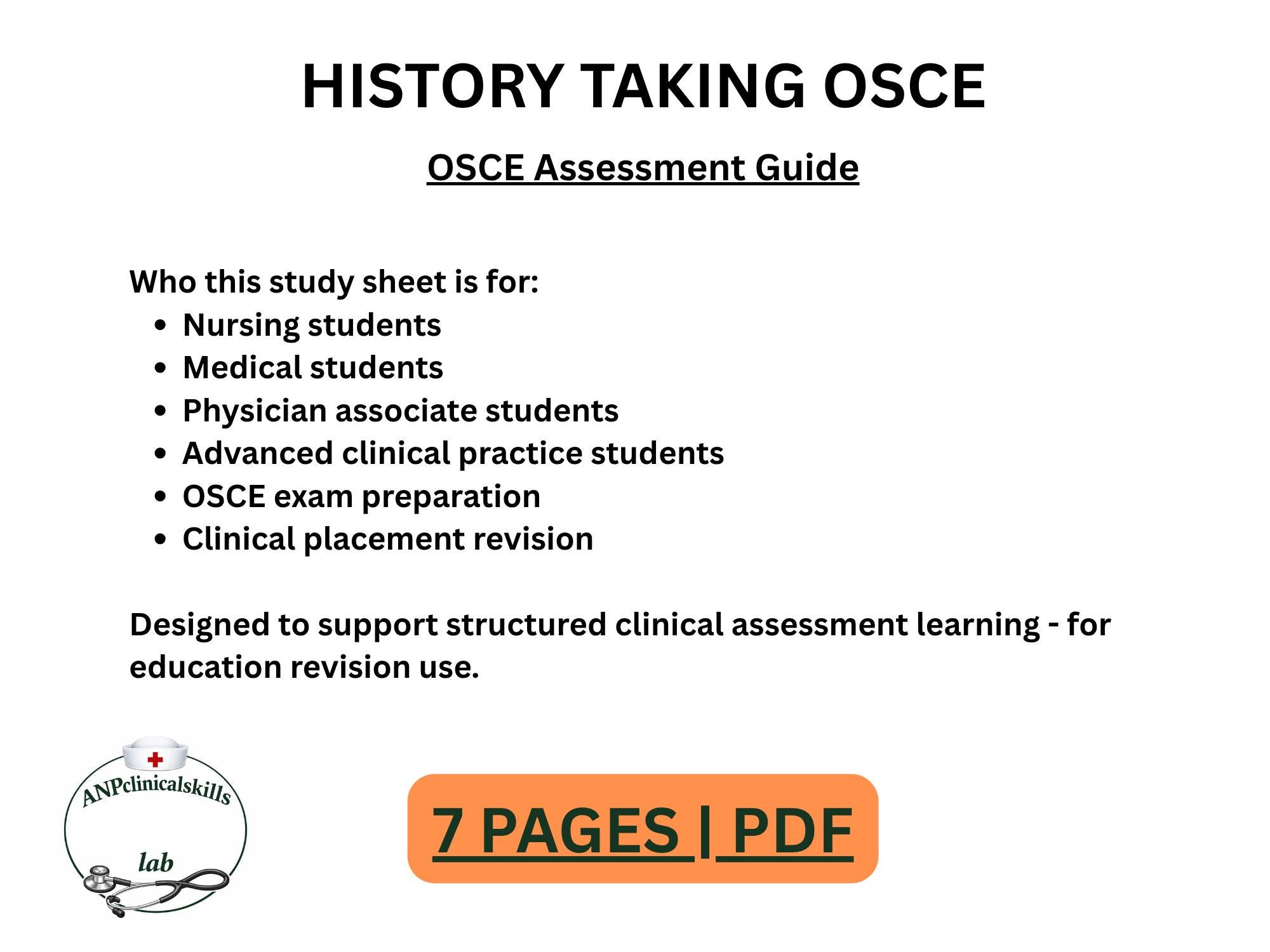 Osce Card Clinical History Taking OSCE | Nursing Notes | Clinical Skills ...