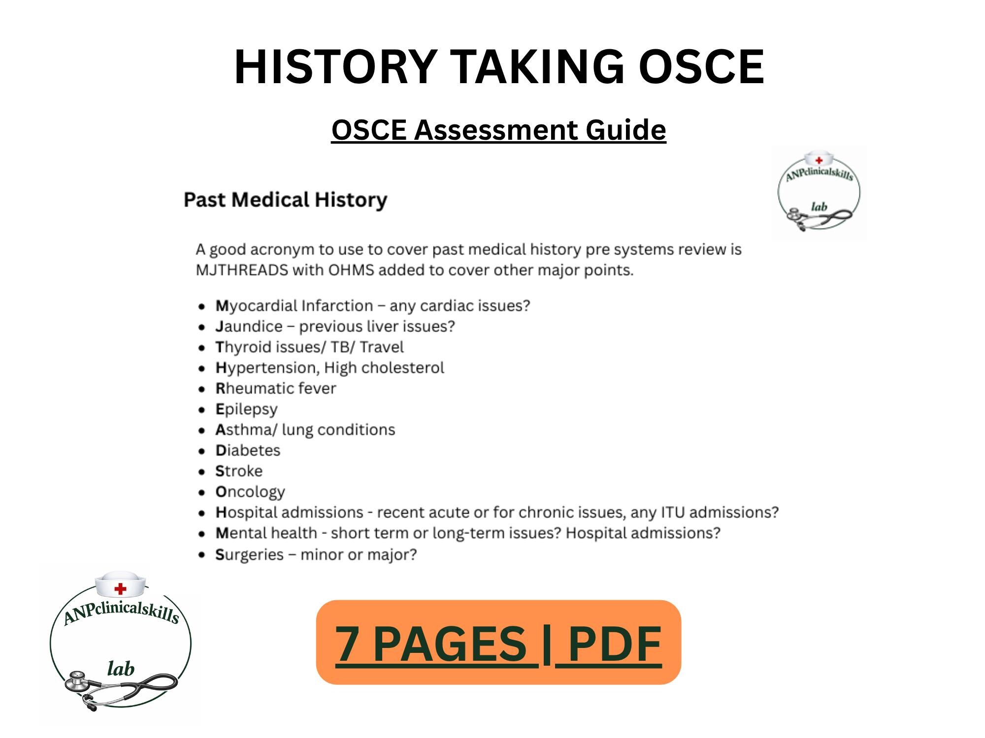 Osce Card Clinical History Taking OSCE | Nursing Notes | Clinical Skills ...