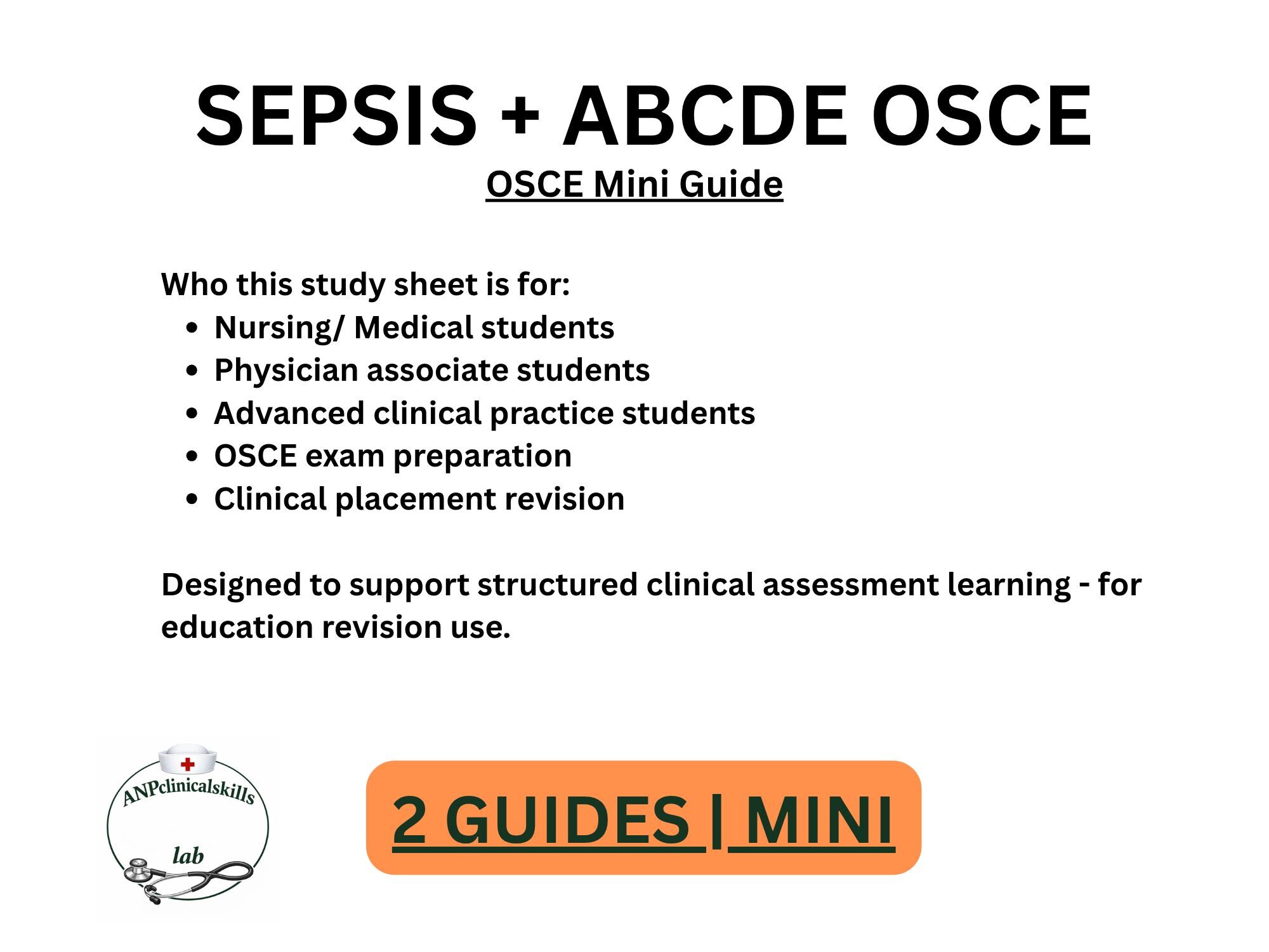Sepsis Note Sepsis & ABCDE Mini OSCE Guides PDF | Nursing Notes | Clinical Skills ...