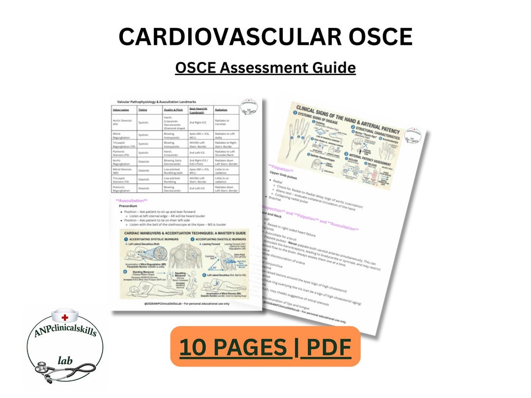 Osce Cardiovascular Checklist.pdf Cardiovascular Assessment OSCE Guide PDF | Nursing Notes | Clinical ...