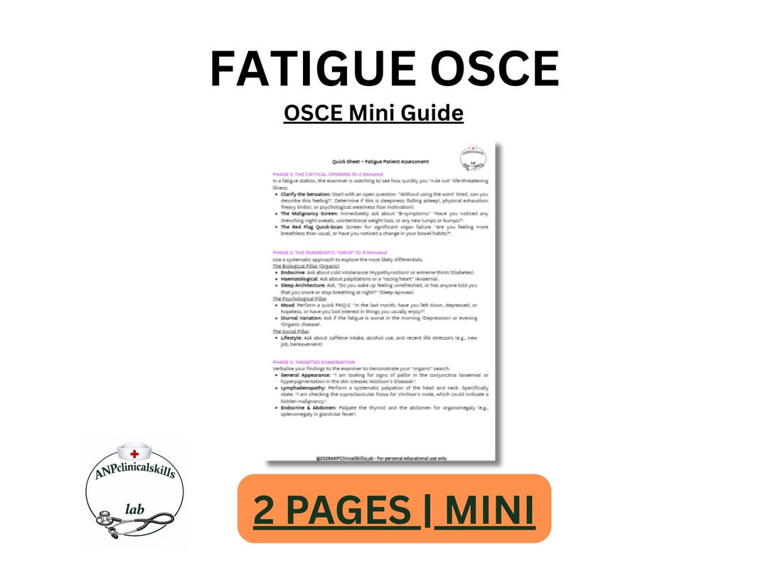 Fatigue Checklist.pdf Fatigue Patient OSCE Assessment Mini Guide | Quick Tiredness Exam ...