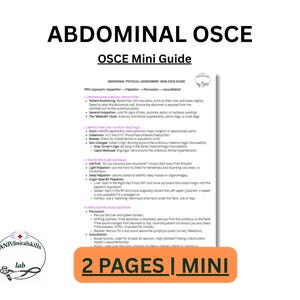 Miniguía OSCE para la evaluación abdominal / Lista de verificación del examen gastrointestinal abdominal / PDF de repaso de habilidades clínicas
