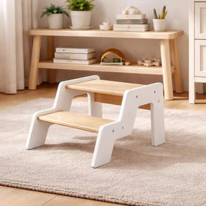 Personalized Montessori Step Stool,  White Kids Bathroom Learning Tower Furniture