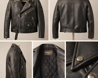 Personalized Leather Jacket Custom Made to Order, Handmade Bespoke Jacket with Name & Logo