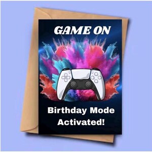 Gamer Birthday Card – Game On Controller Design - Instant Download (Digital Download)