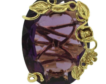 Amethyst, 40.95 cts, 18k yellow gold ring, made in Italy. Size 8