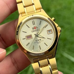 Vintage Orient Automatic Watch | Gold Sunburst Dial, 21 Jewels, | Mens Watch | Anniversary Gift