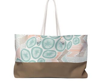Küsten Weekender Tasche, Türkis Strand Reisetasche mit Abstraktem Sea Glass & Sand Design