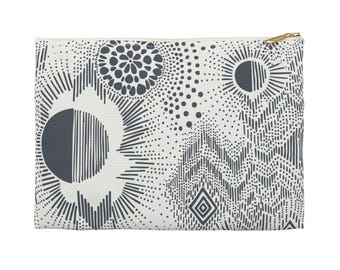 Mooncycle Sacred Geometry Accessory Pouch | Boho Sunburst Mandala Pattern