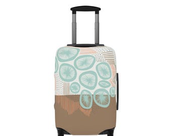 Coastal Luggage Cover | Sea Glass Teal Geometric Suitcase Cover | Beach Travel Protector