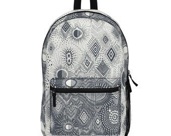 Sacred Geometry Backpack | Monochrome Abstract Circle Travel Bag