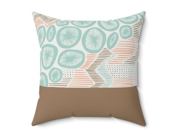 Coastal Throw Pillow | Teal Ocean Abstract Beach House Decor