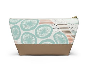 Coastal Seafoam Cosmetic Bag | Geometric T-Bottom Travel Pouch