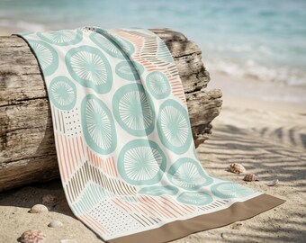 Coastal Beach Towel Seafoam Abstract Poolside Resort Towel Ocean Vibe