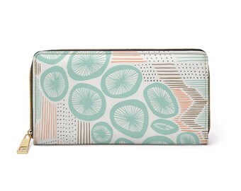 Travel Wallet Women | Coastal Abstract Zipper Case | Matching Set | Gift for Her