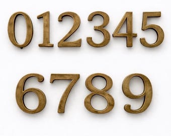 Solid Brass Floating House Numbers & Letters – Modern Address Sign, Heritage Finish