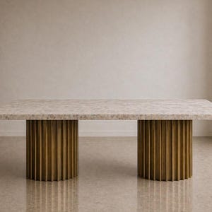 Base de mesa redonda MULA, base de pedestal de latón estriado, pata de mesa de comedor, base de consola, soporte de mesa redonda de lujo, base de muebles de latón a medida