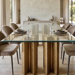 Solid Brass Sculptural Table Legs – Handmade Architectural Dining Base