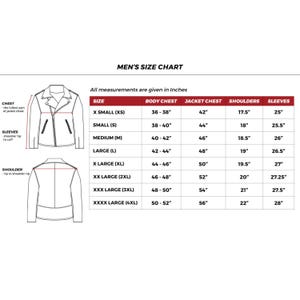 Size chart men