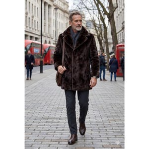 Men's brown mink fur coat