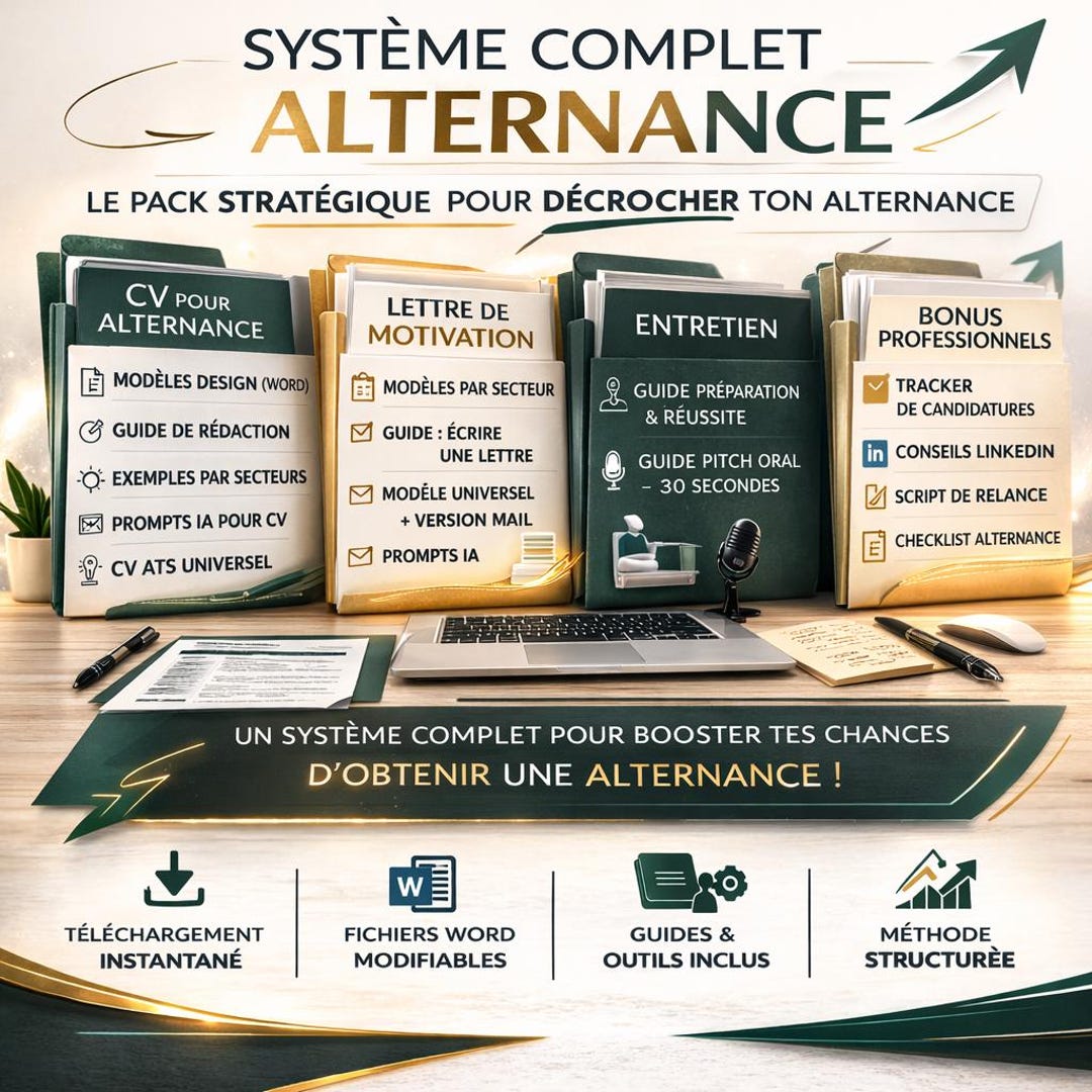 CV Alternance 2026 | Modèle CV Étudiant + Lettre Motivation Alternance ...