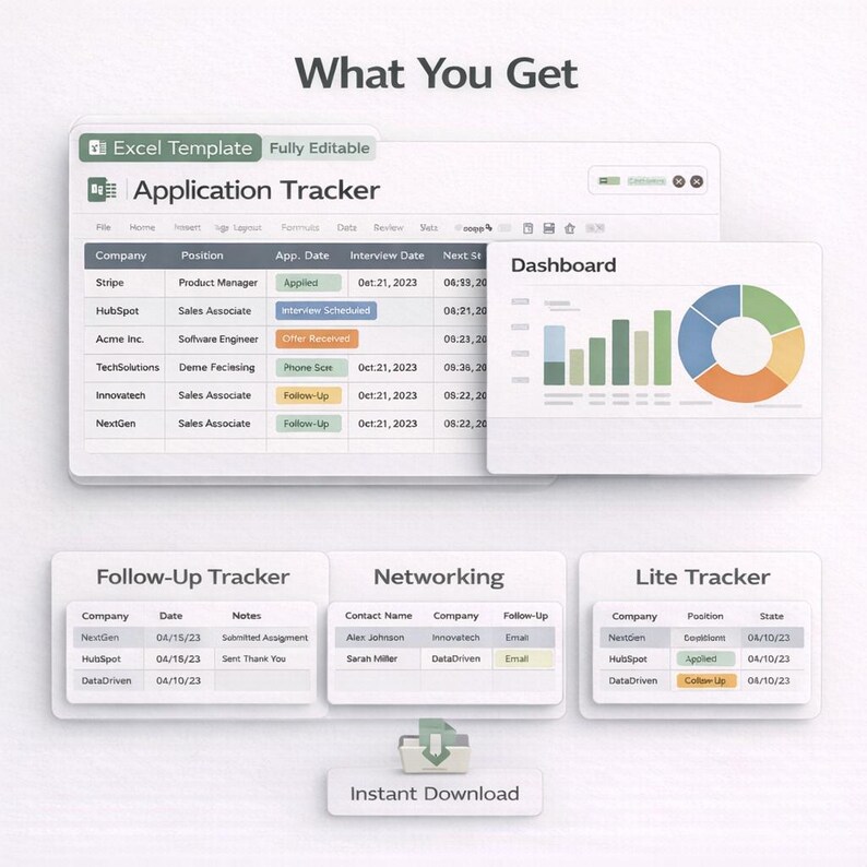 Job Application Tracker Excel, Job Search Spreadsheet, Interview ...