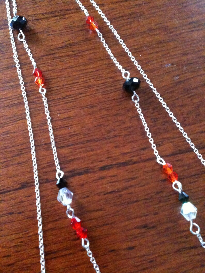 Double strand sterling silver necklace with Swarovski crystals Etsy